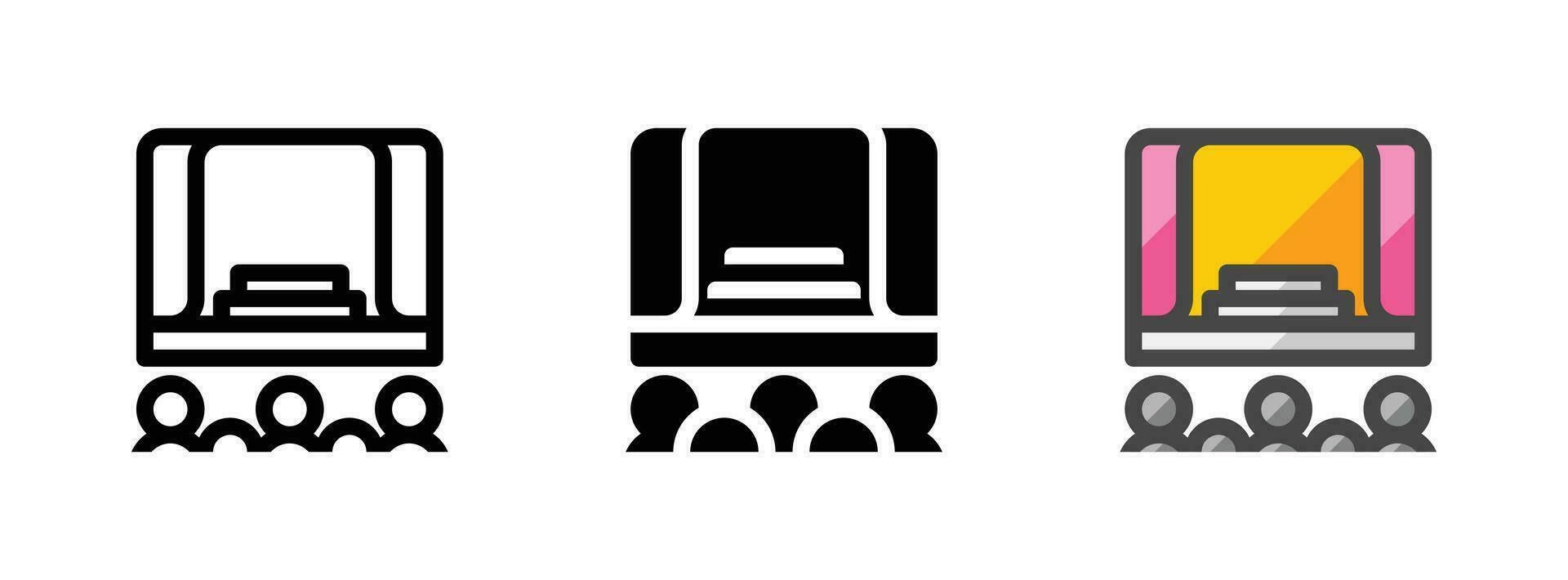 Multipurpose Stage Icon in Outline, Glyph, Filled Outline Style vector