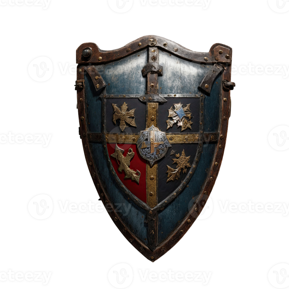 AI generated medieval shield isolated on transparent background png