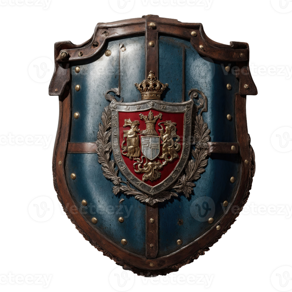 AI generated medieval shield isolated on transparent background png