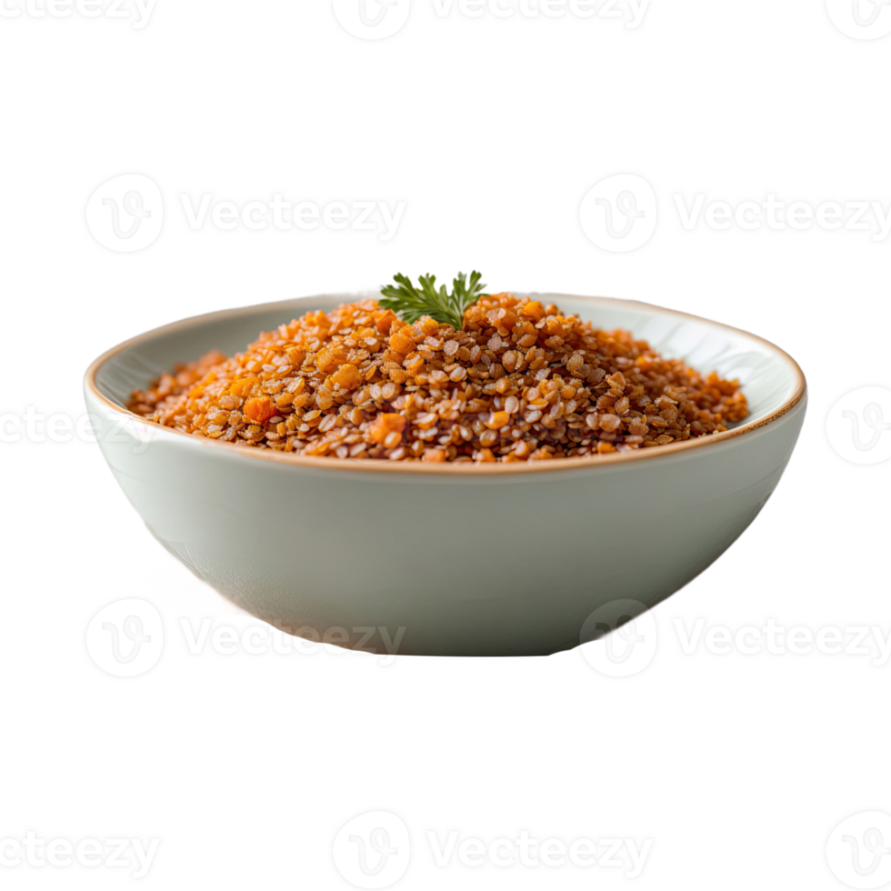 AI generated plate with red lentil cereal for healthy breakfast isolated on transparent background png