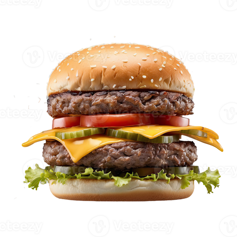 AI generated mid air burger isolated on transparent background png