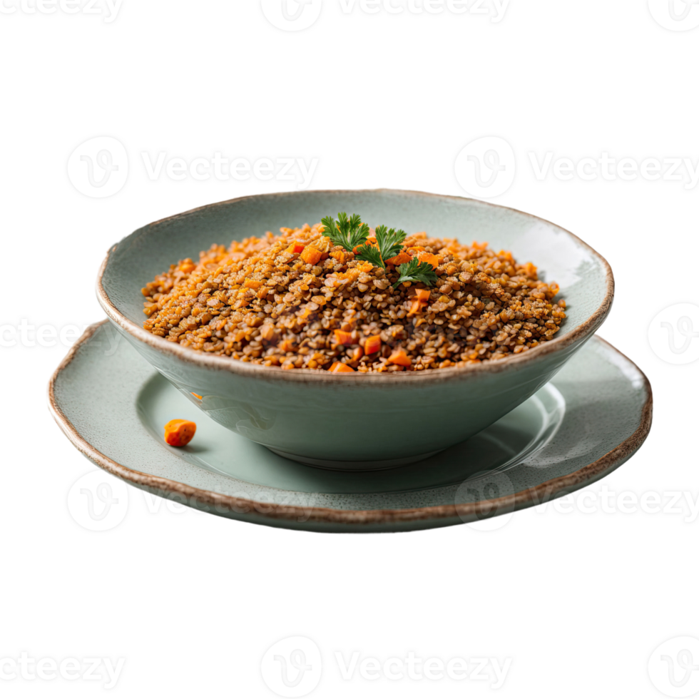 AI generated plate with red lentil cereal for healthy breakfast isolated on transparent background png