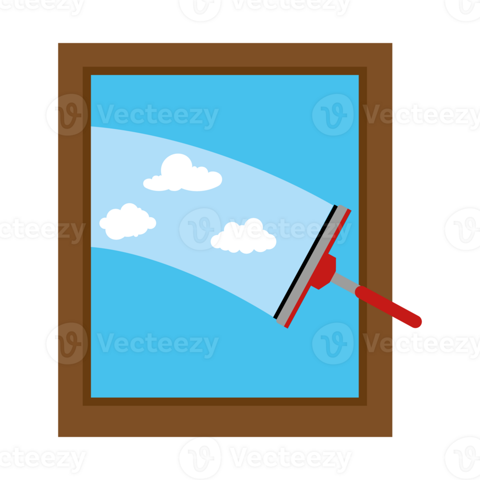 Window cleaning. Glass scraper glides over the glass, making it clean. Window cleaning service concept. png
