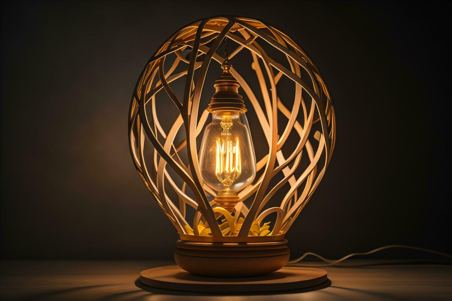 AI generated Vintage lamp on a dark background. generative ai photo