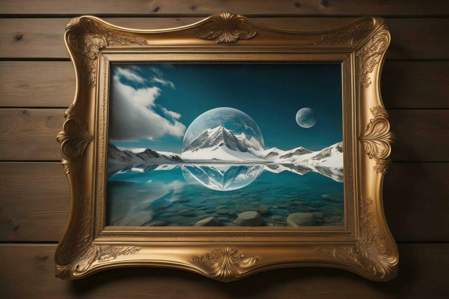 AI generated Glass picture frame on a solid color background. ai generative photo