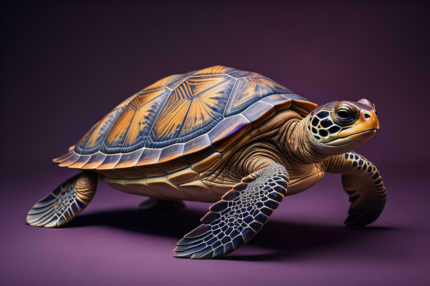AI generated Turtle on a purple background. generative ai photo