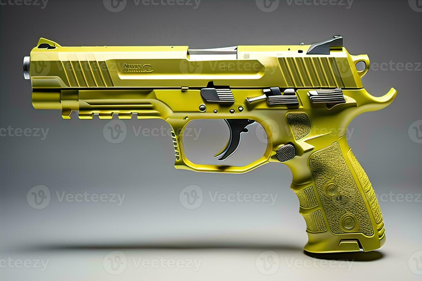 AI generated Semi-automatic handgun on a solid color background. Close-up. ai generative photo