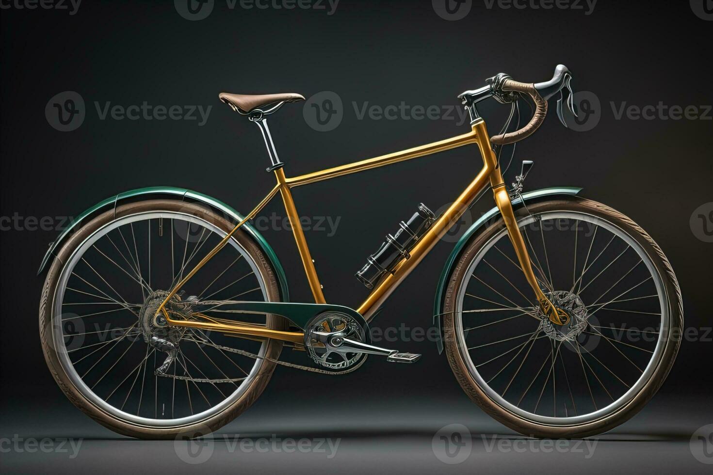 AI generated Bicycle on a dark background. generative ai photo