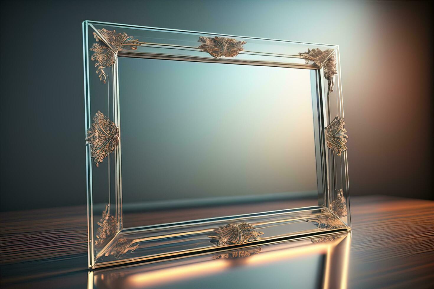 AI generated Glass picture frame on a solid color background. ai generative photo