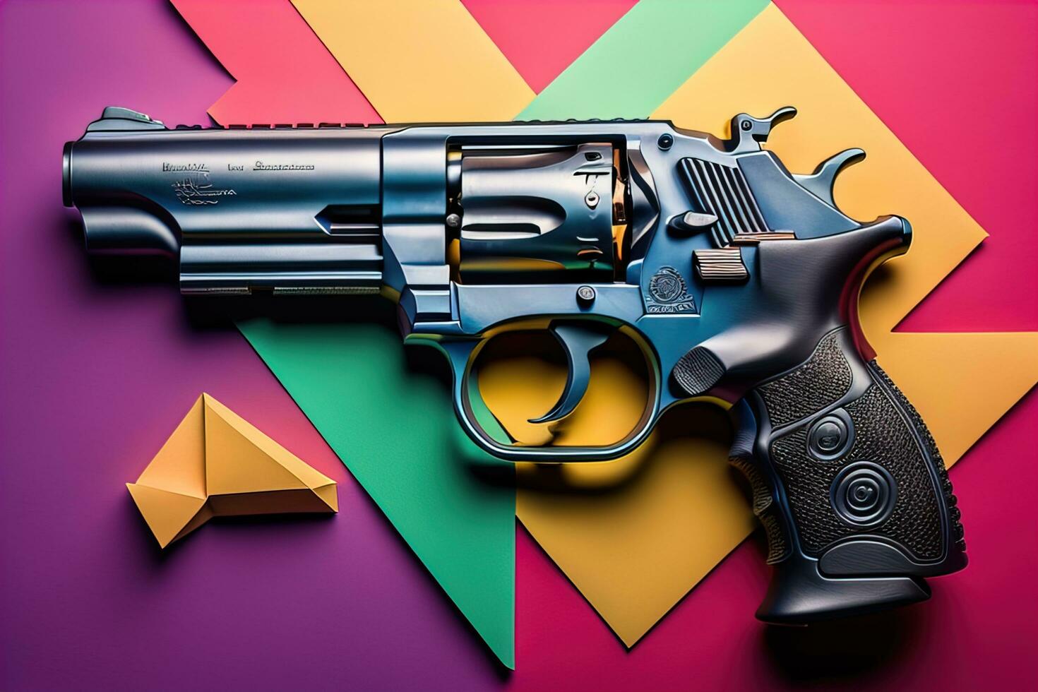 AI generated Semi-automatic handgun on a solid color background. Close-up. ai generative photo