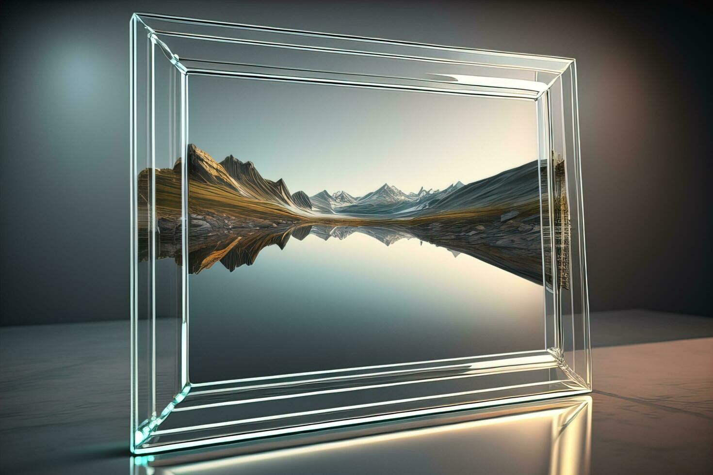 AI generated Glass picture frame on a solid color background. ai generative photo