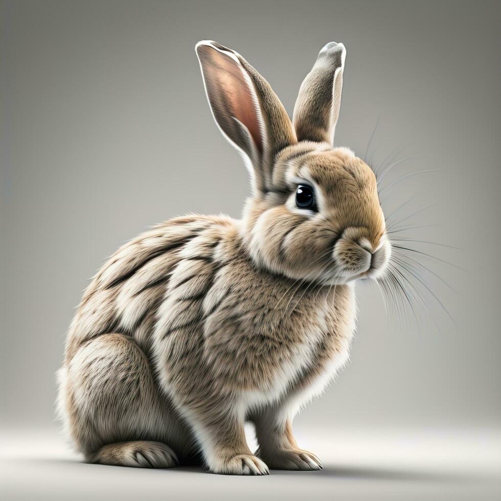 AI generated Easter bunny on a solid color background. ai generative photo