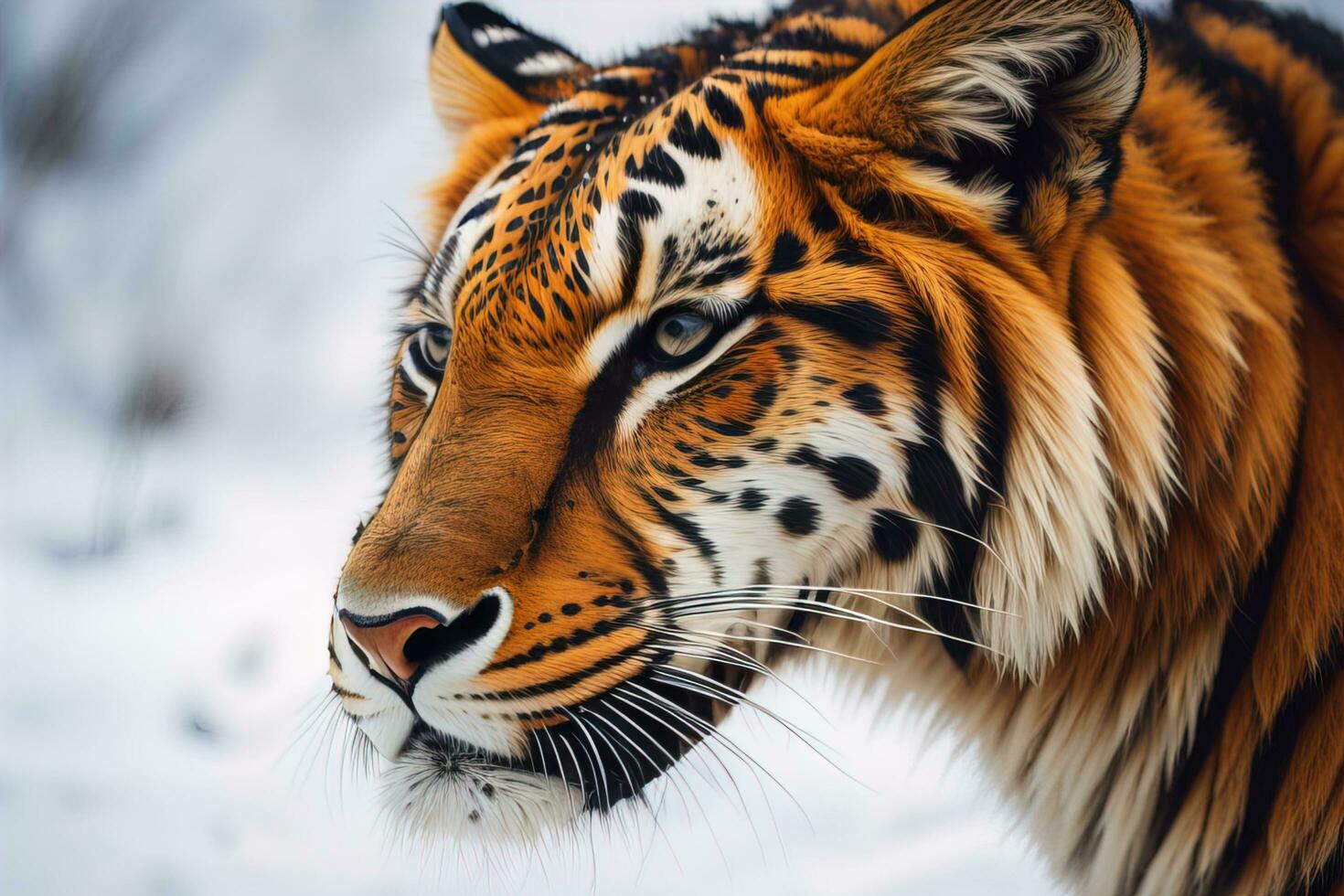 AI generated Portrait of a tiger on a solid color background. Close-up. ai generative photo