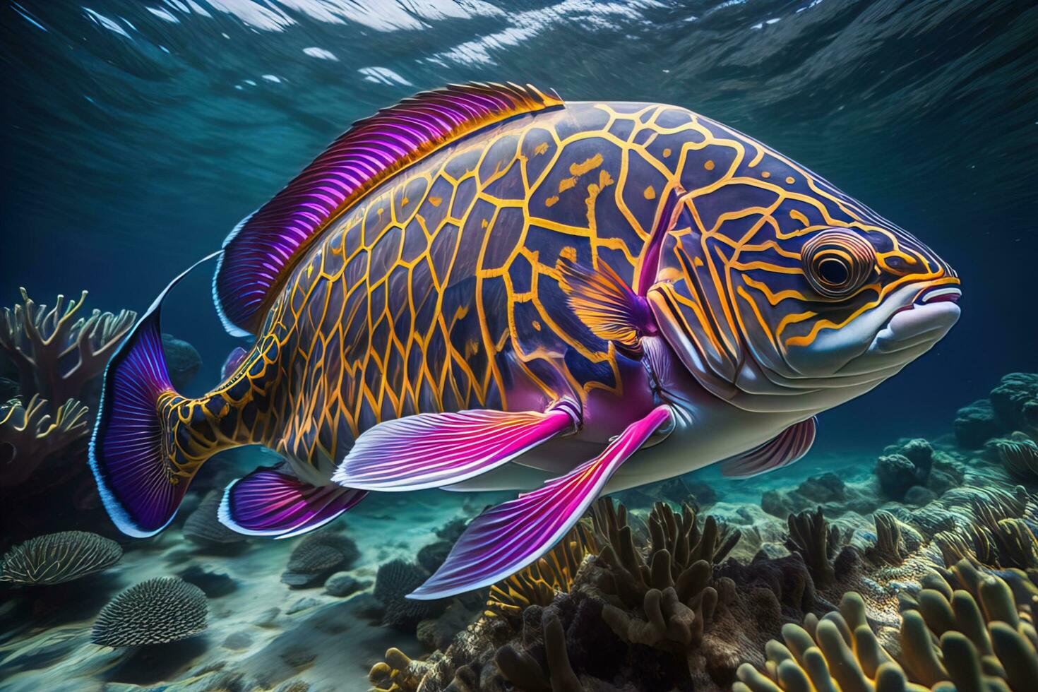 AI generated Tropical fish in the Red Sea. ai generative photo