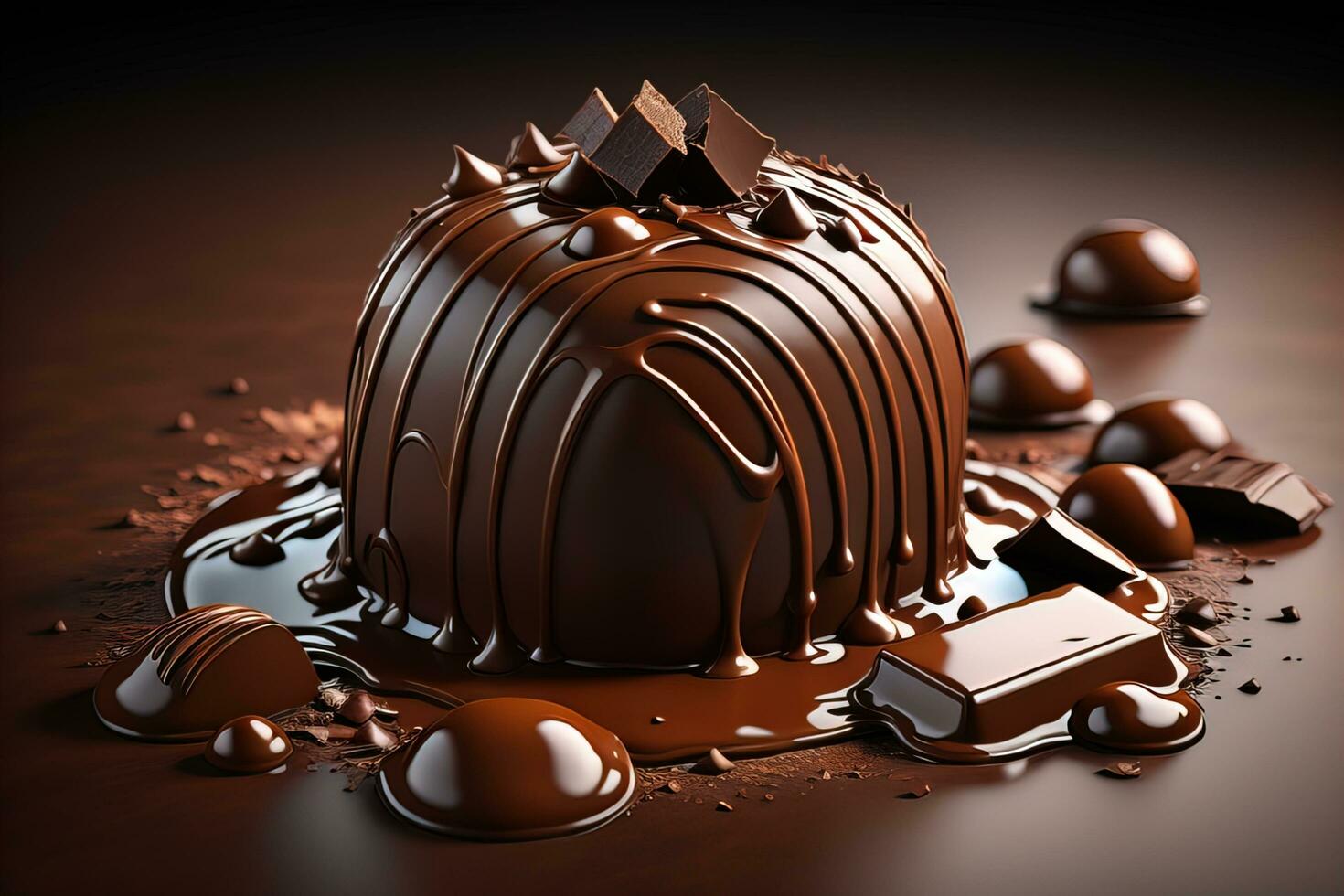 AI generated Chocolate truffles on a dark background. ai generative photo