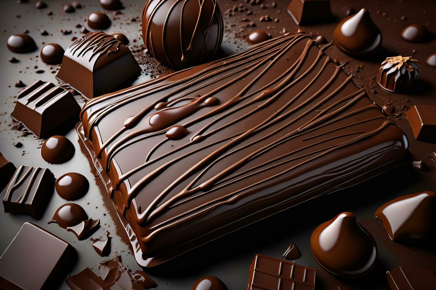 AI generated Chocolate truffles on a dark background. ai generative photo
