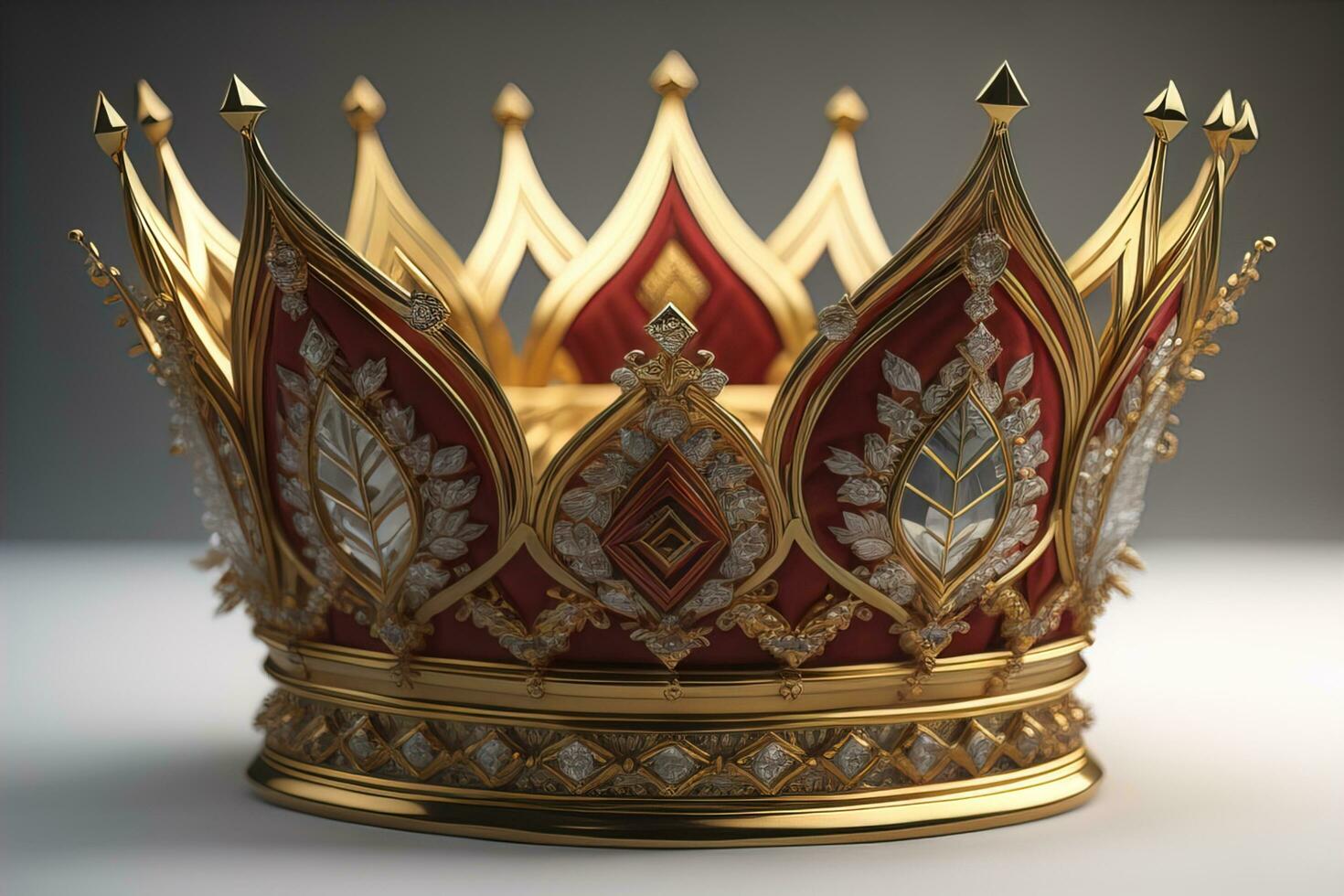 AI generated low key image of beautiful golden queen, king crown. ai generative photo