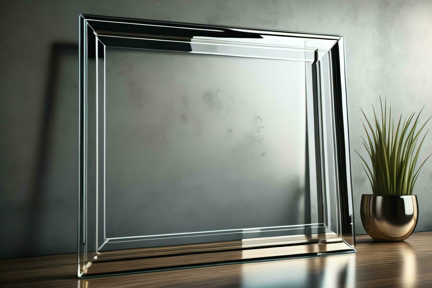 AI generated Glass picture frame on a solid color background. ai generative photo