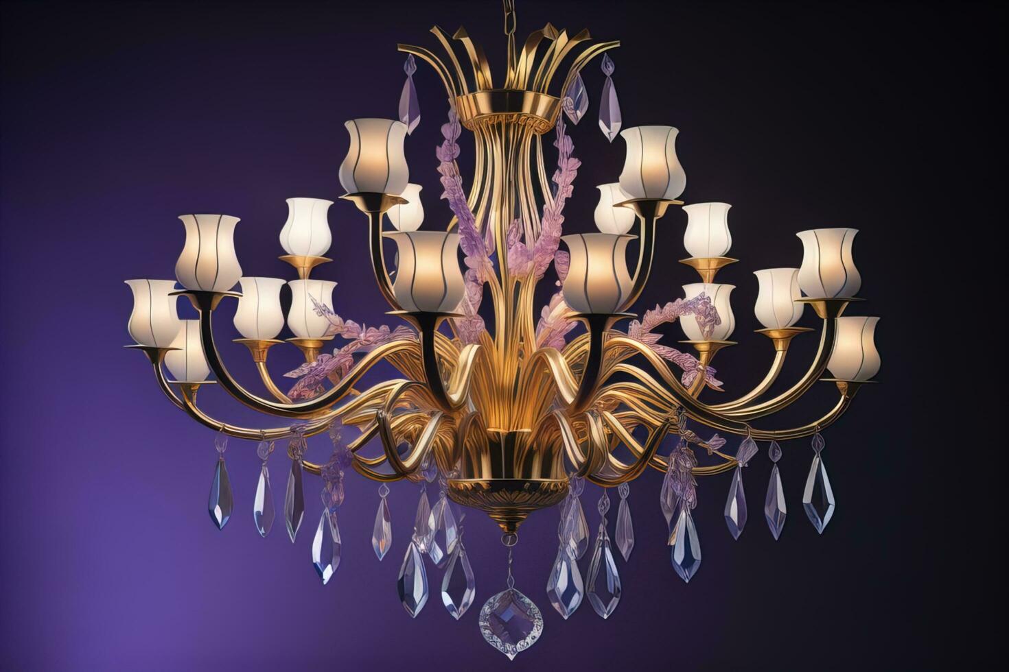 AI generated Luxury chandelier isolated on dark background. ai generative photo