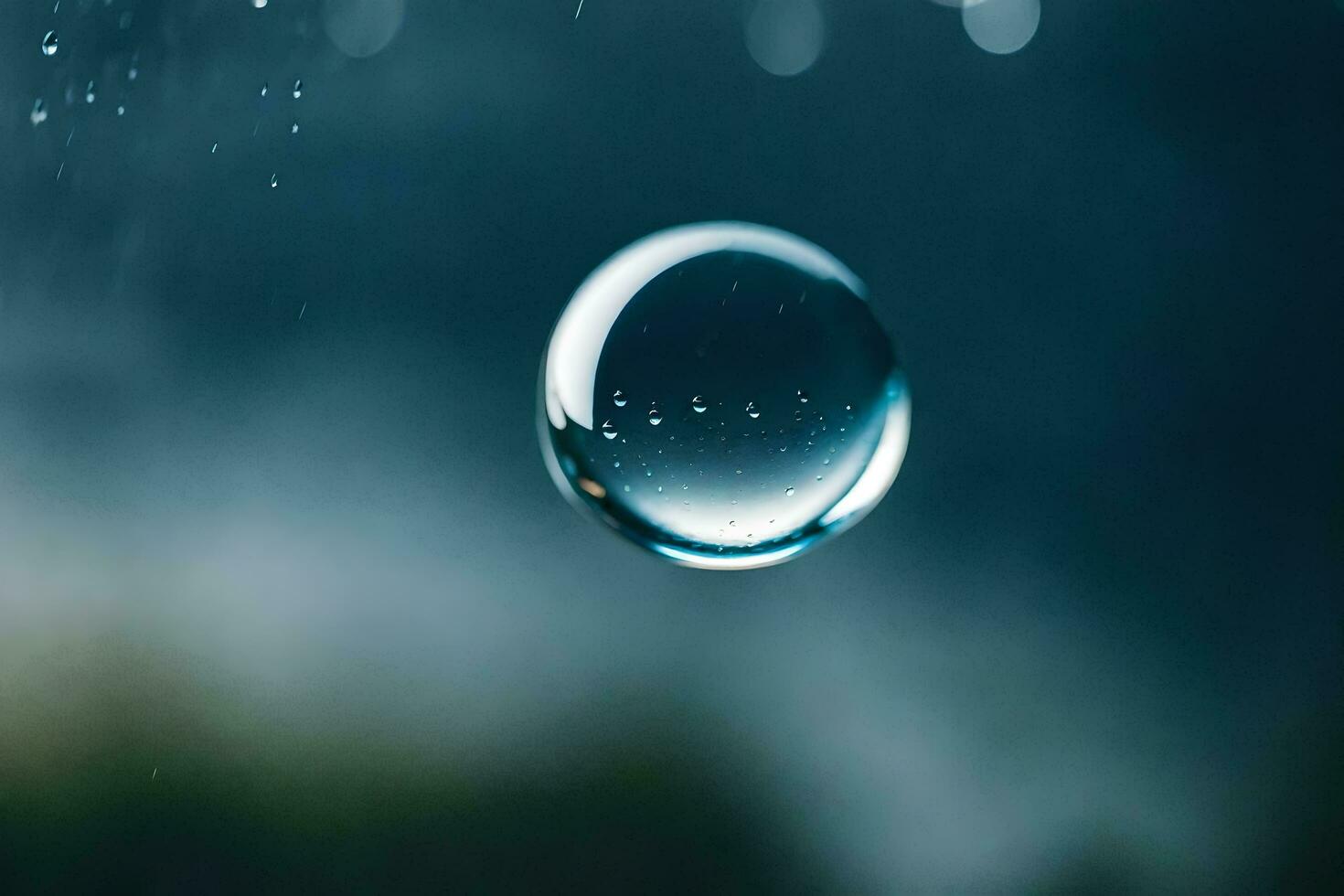 AI generated a drop of water is shown on a dark background photo