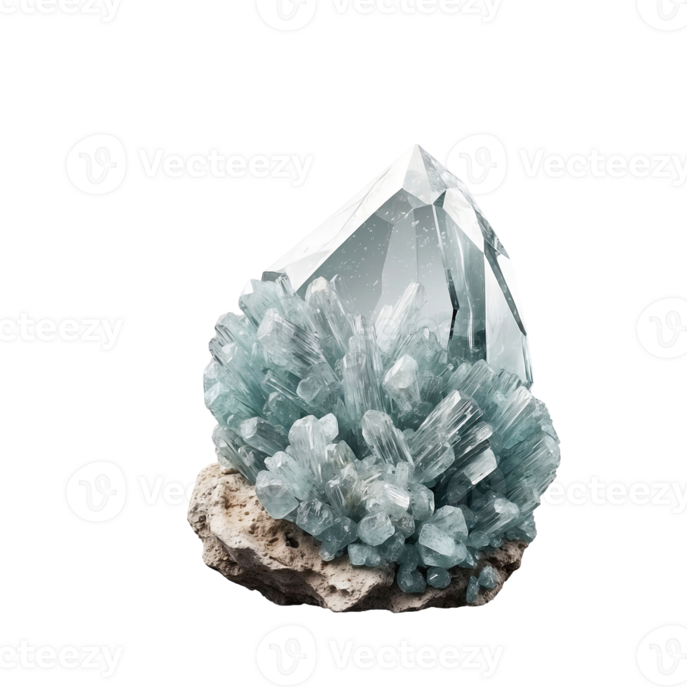 AI generated Quartz with datolite isolated on transparent background png