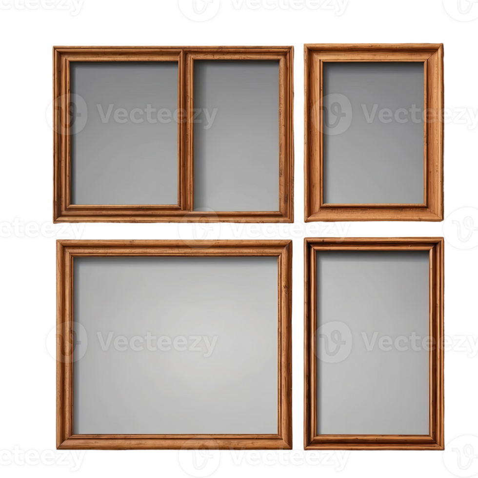 AI generated wooden frames isolated on transparent background png