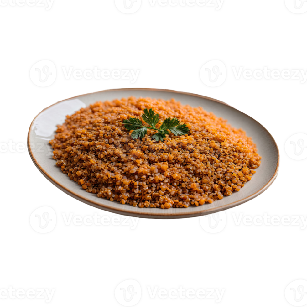 AI generated plate with red lentil cereal for healthy breakfast isolated on transparent background png