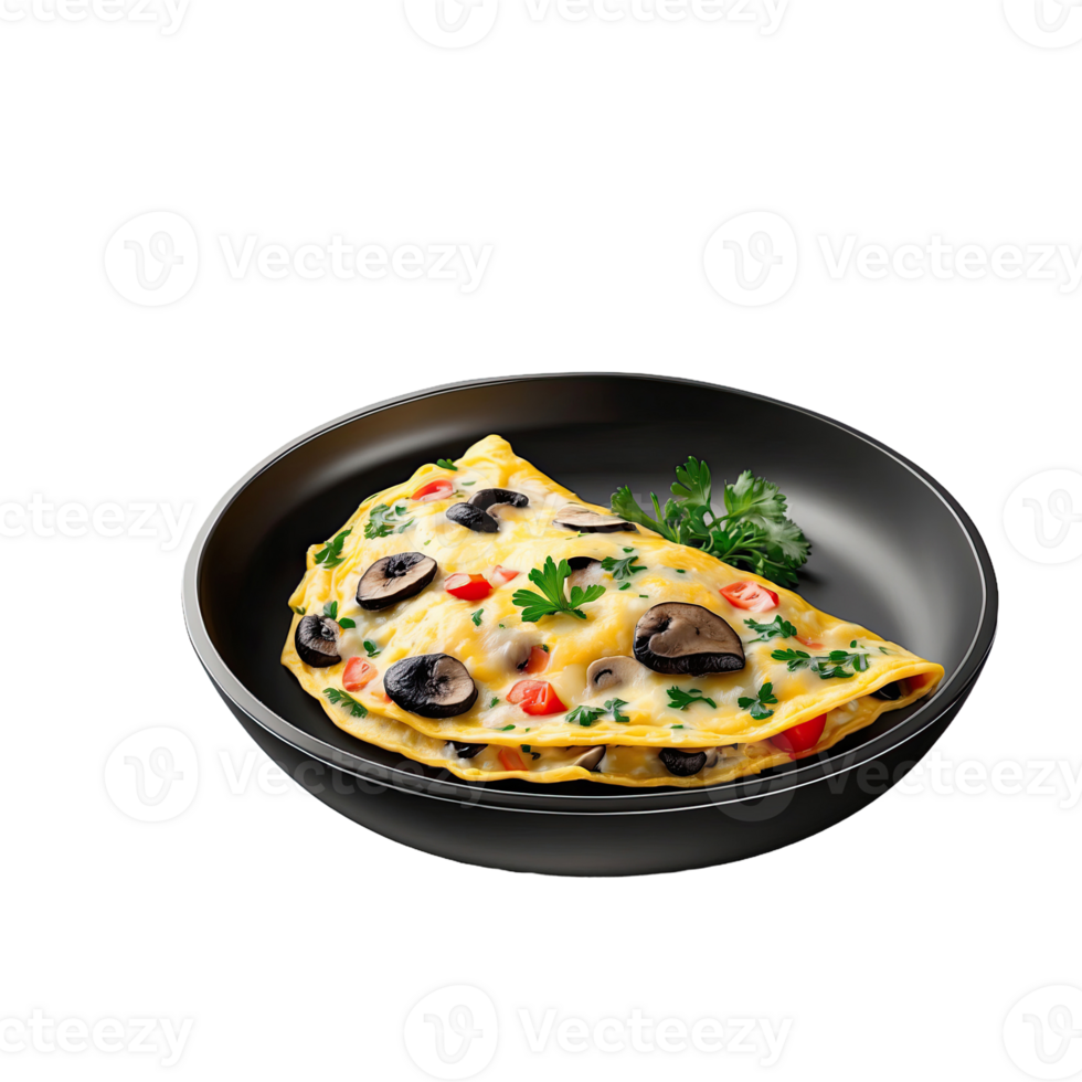 AI generated vegetable and mushroom omelet isolated on transparent background png
