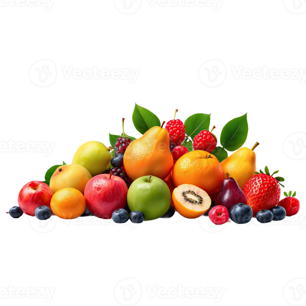 AI generated fresh assortment of fruits isolated on transparent background png