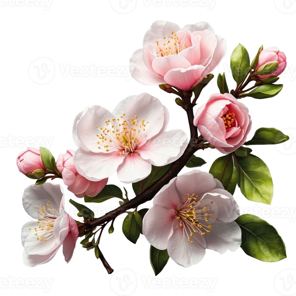 AI generated quince blossom isolated on transparent background png