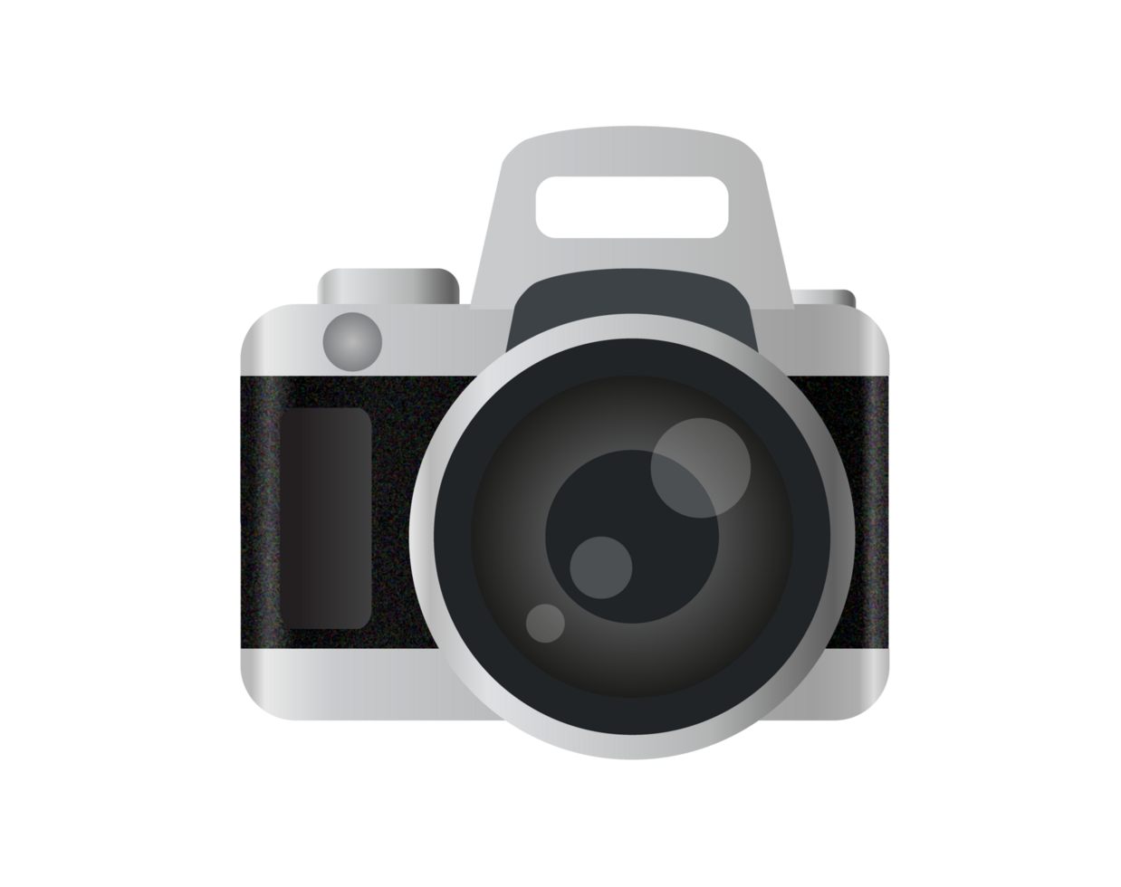 Classic profession black, silver digital single lens camera icon png