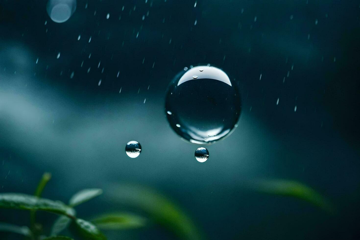 AI generated water droplets in the rain photo