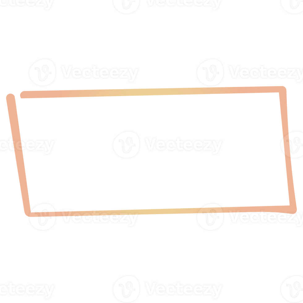 Hand drawn doodle golden frame on transparent background png