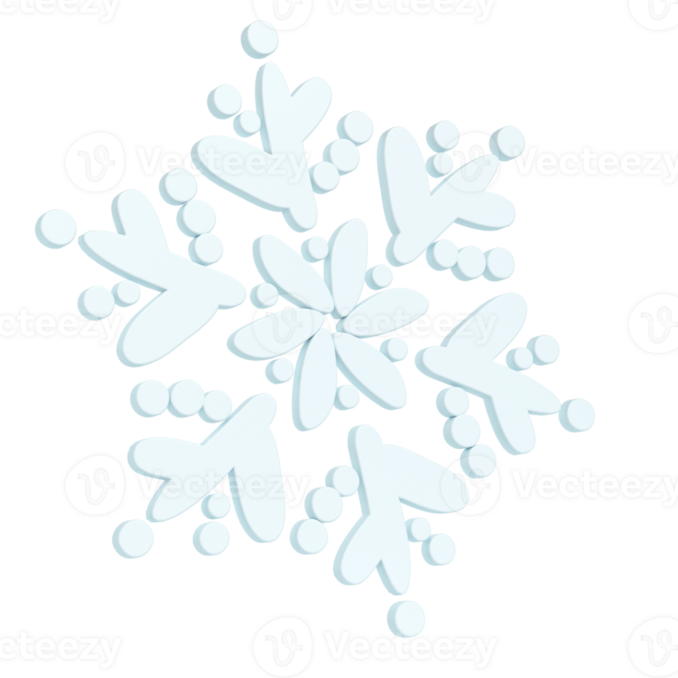 3d illustration of Christmas winter icon snowflake transparent. glossy surface. Happy New Year Decoration Holiday element for web design, greeting card png