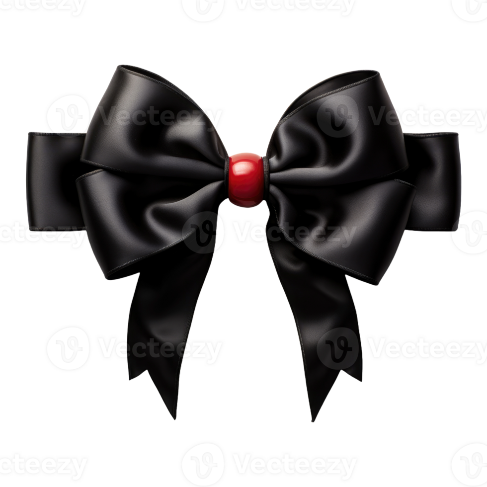 AI generated black ribbons tied in a bow professional photography png
