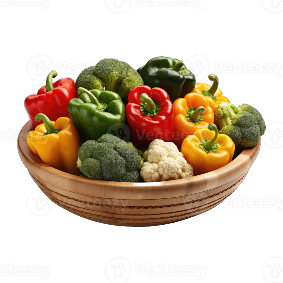 AI generated basket with vegetable png