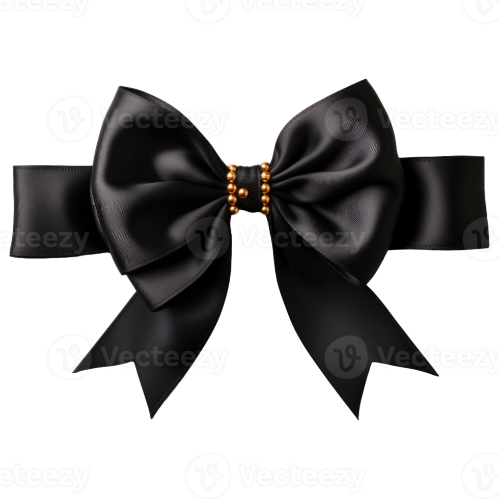 AI generated black ribbons tied in a bow professional photography png
