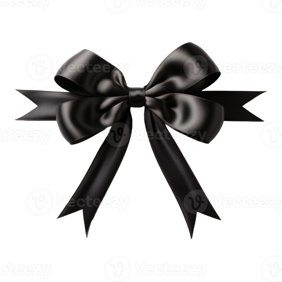 AI generated black ribbons tied in a bow professional photography png