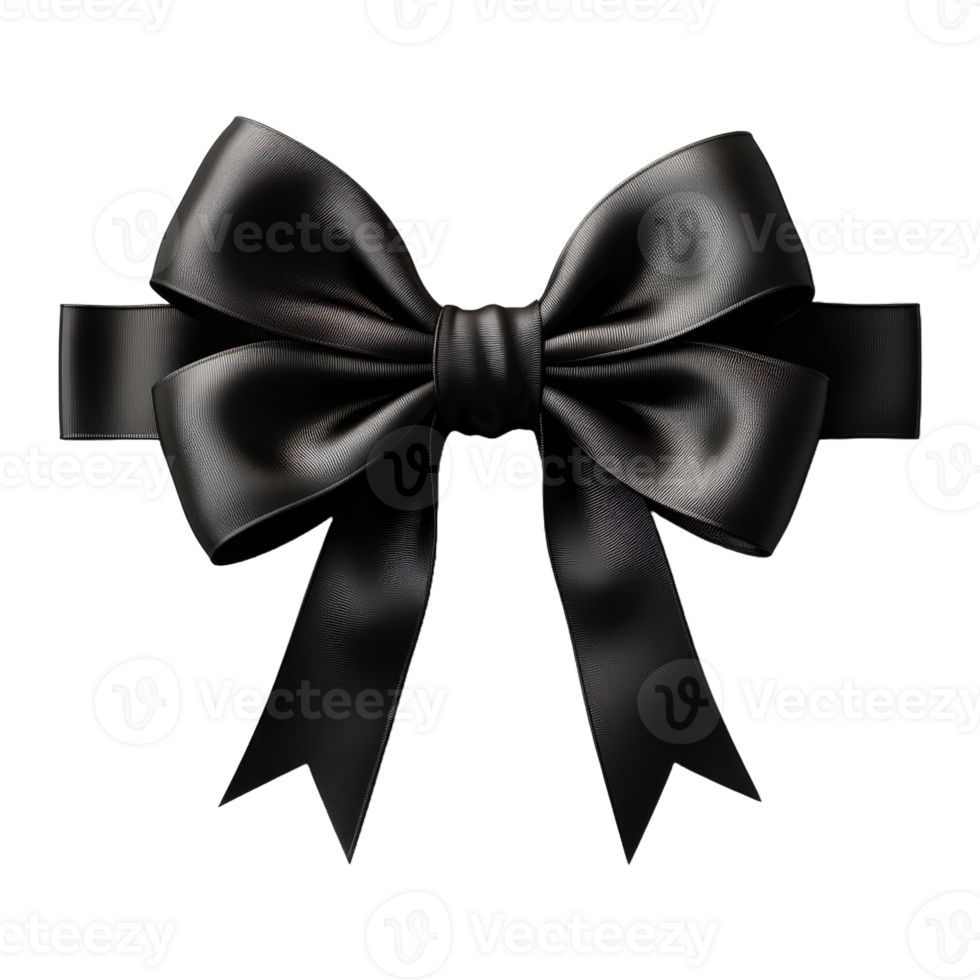 AI generated black ribbons tied in a bow professional photography png