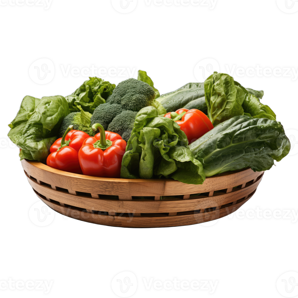 AI generated basket with vegetable png