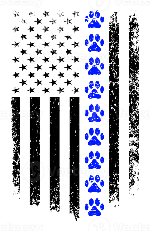 K9 Paw Thin Blue Line Flag Design png