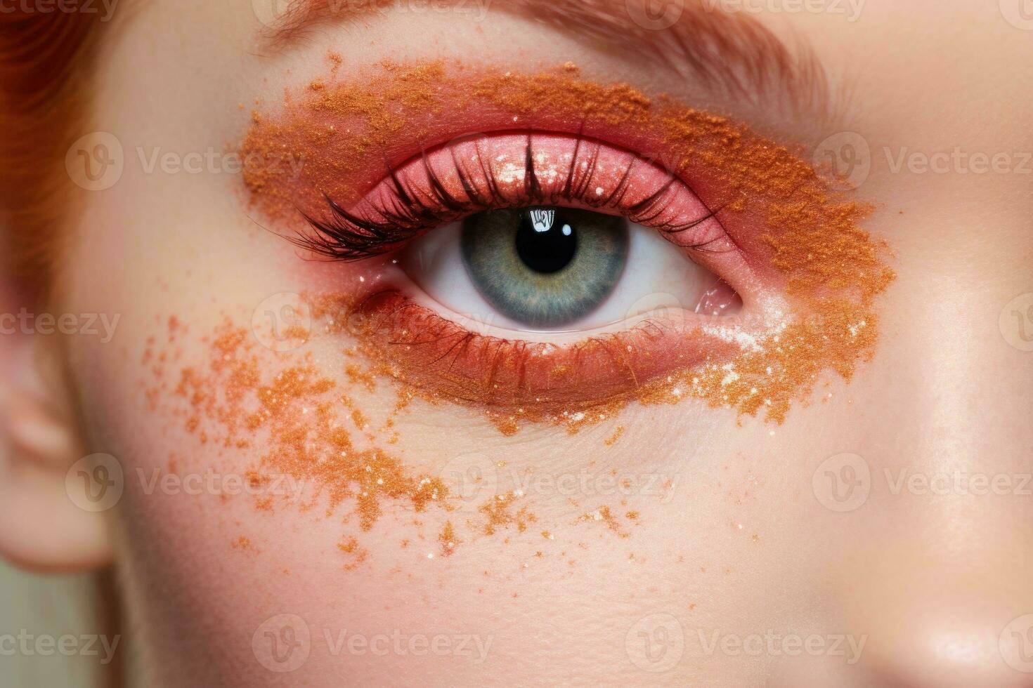 AI generated Innovative Peach Fuzz Eyeshadow Makeup Trend for 2024. photo