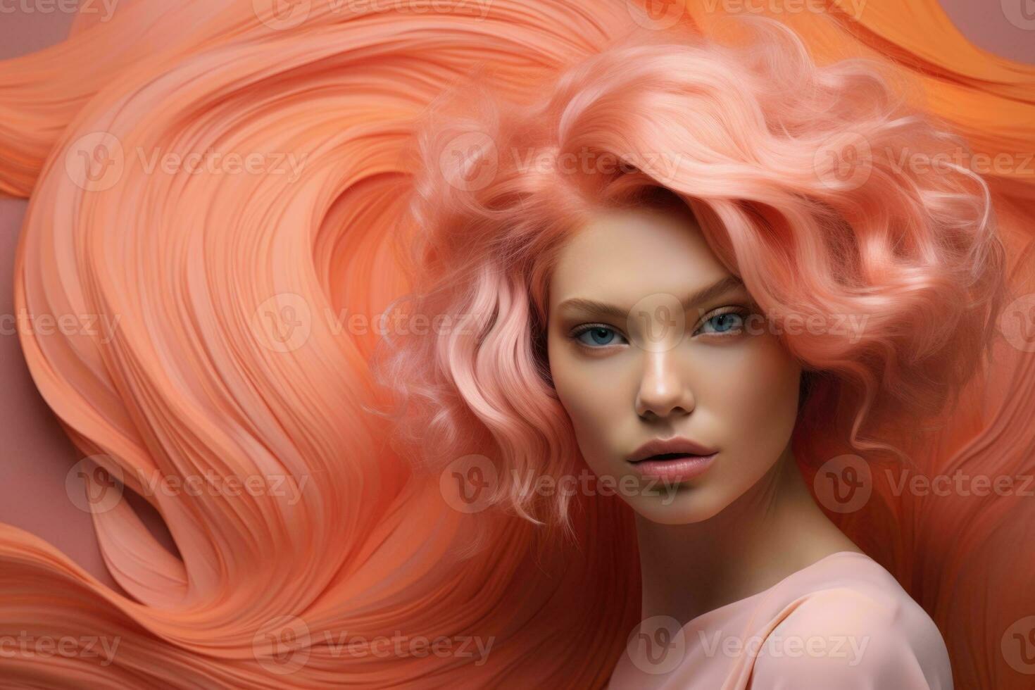 AI generated Ethereal Portrait in 2024's Trendy Peach Fuzz Color. photo