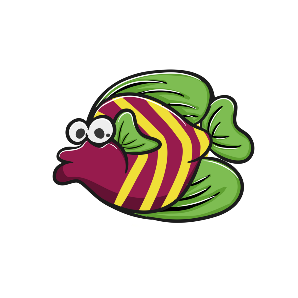 cute and fresh coral fish illustration in flat design Pro PNG C