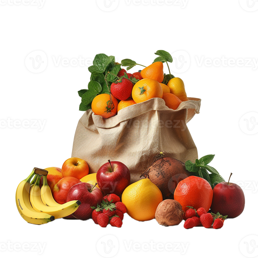 AI generated Assorted Fresh Fruit Collection on Transparent Background png
