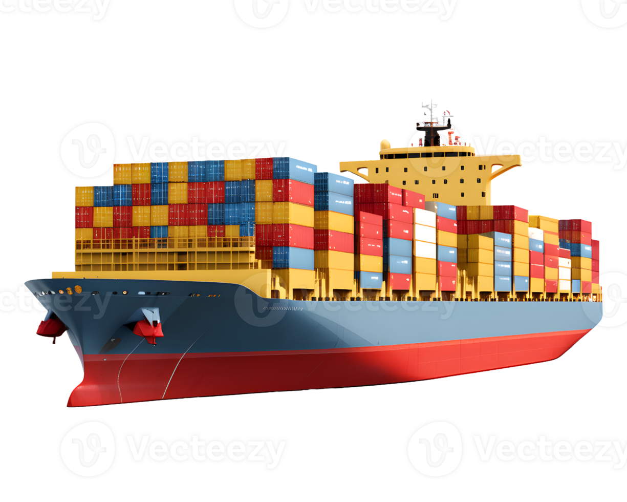 AI generated Container Ship Isolated on Transparent Background png