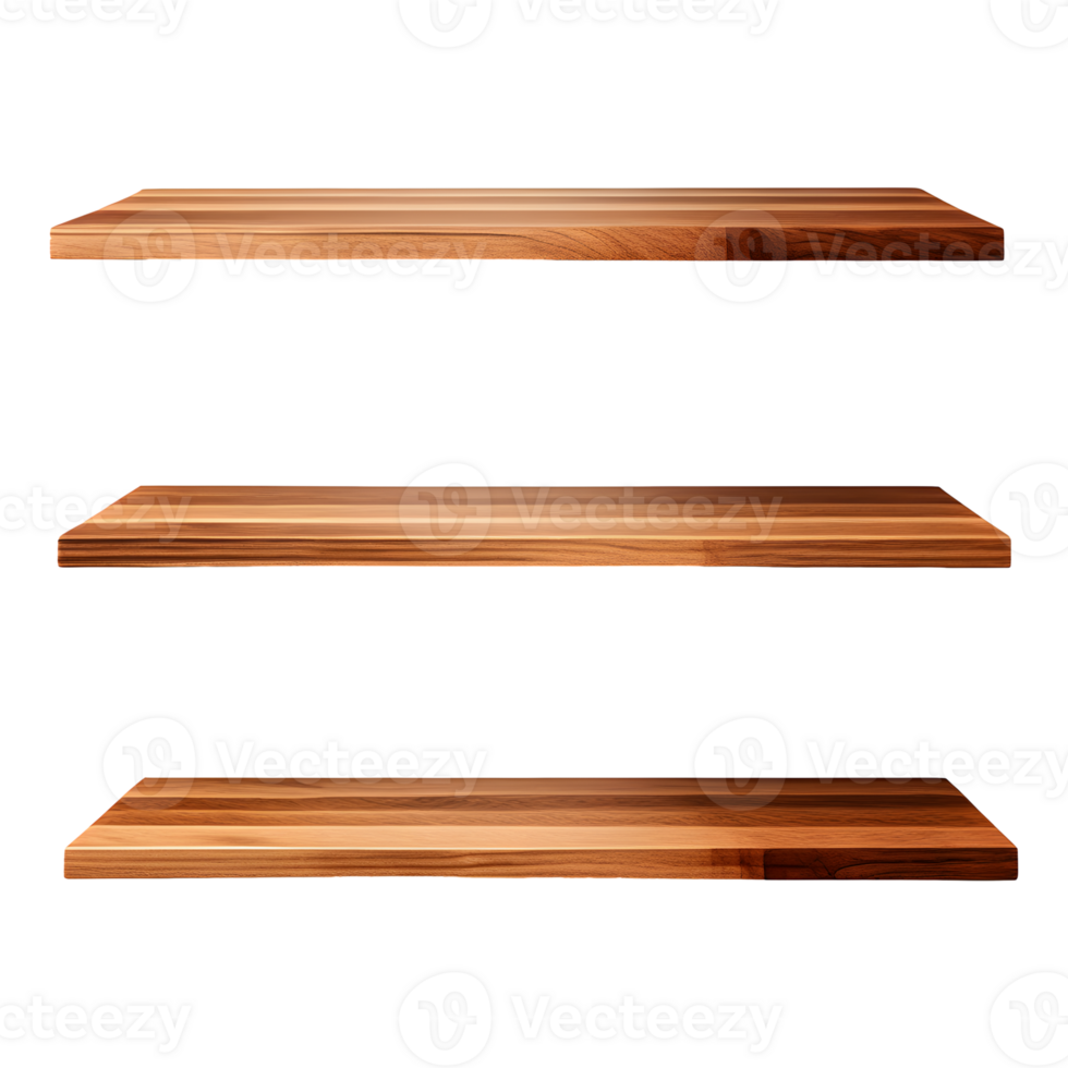 AI generated Collection of wooden shelves Isolated on Transparent Background png