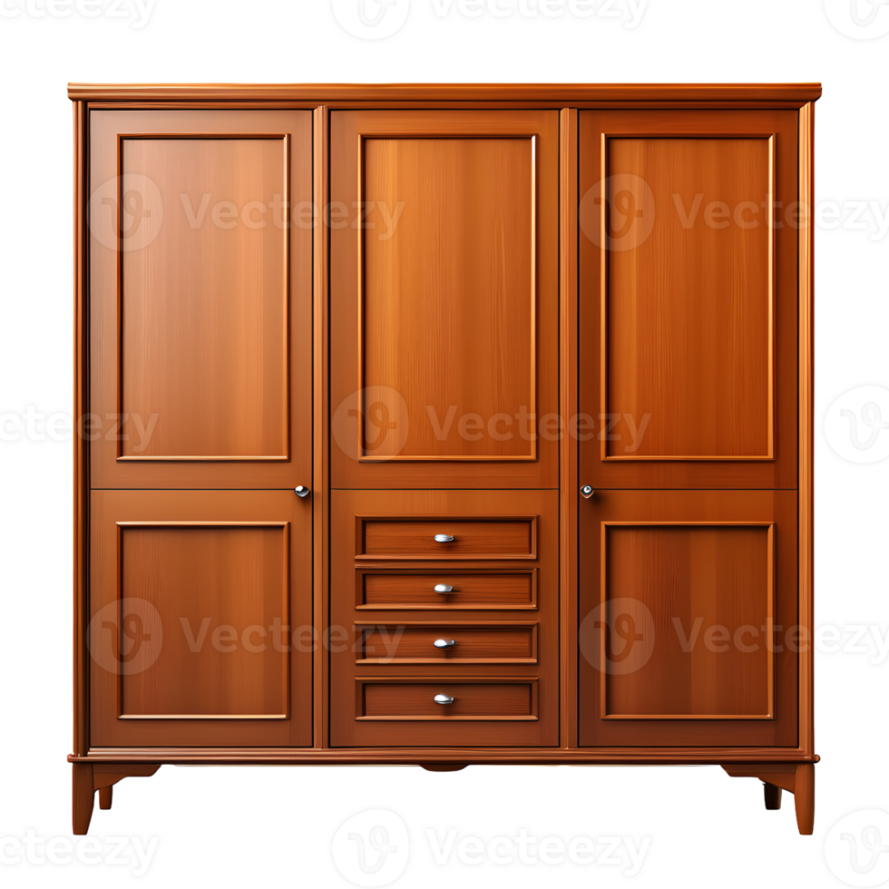AI generated Wooden Wardrobe Isolated on Transparent Background png