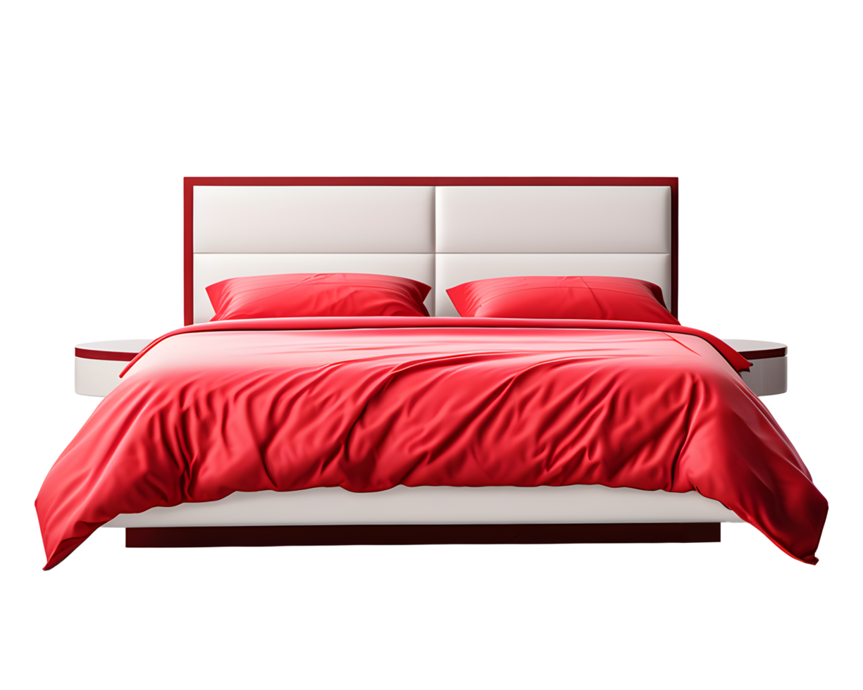 AI generated Modern Double Bed Isolated on Transparent Background png