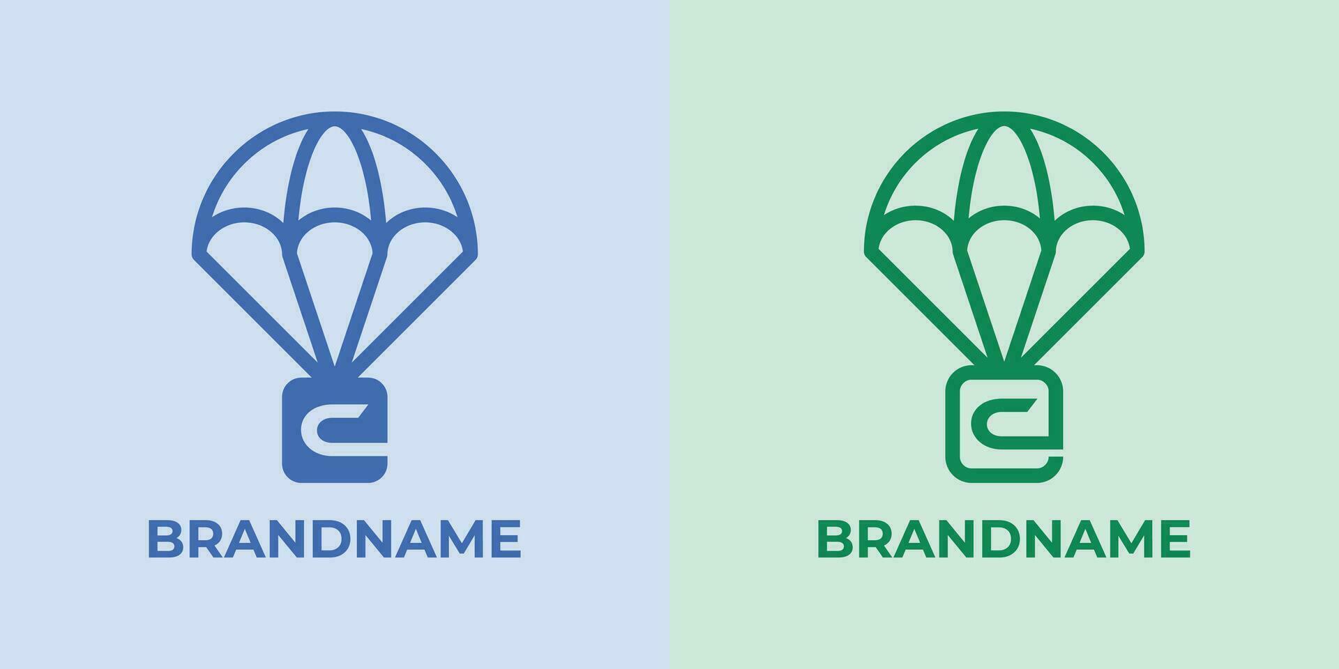Initial C Airdrop Logo Set, great for business related to Airdrop or parachutes with C initial vector